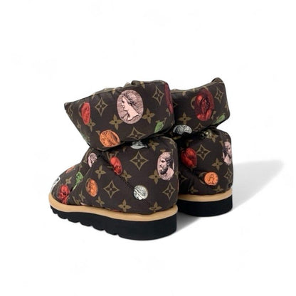 Louis Vuitton Pillow Line Monogram Boots Short Shoes Nylon Brown Multicolo