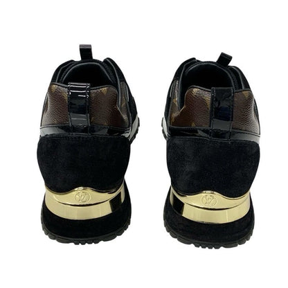 Louis Vuitton Run Away Line Monogram Sneakers Shoes Leather Suede Fabric Black