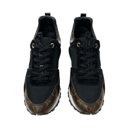 Louis Vuitton Run Away Line Monogram Sneakers Shoes Leather Suede Fabric Black