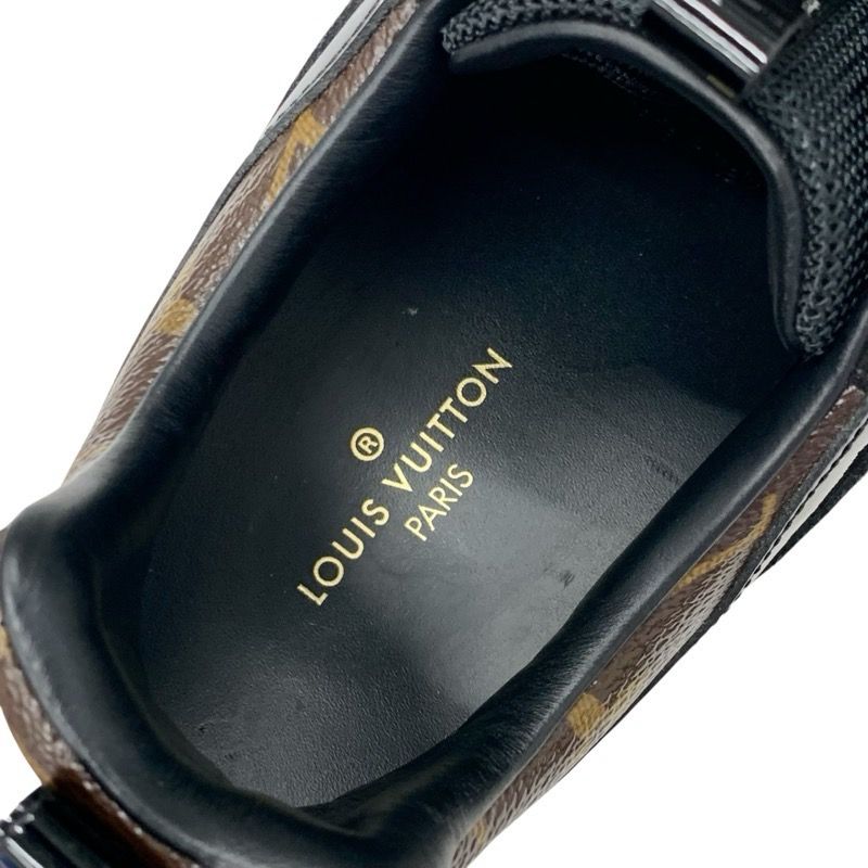 Louis Vuitton Run Away Line Monogram Sneakers Shoes Leather Suede Fabric Black