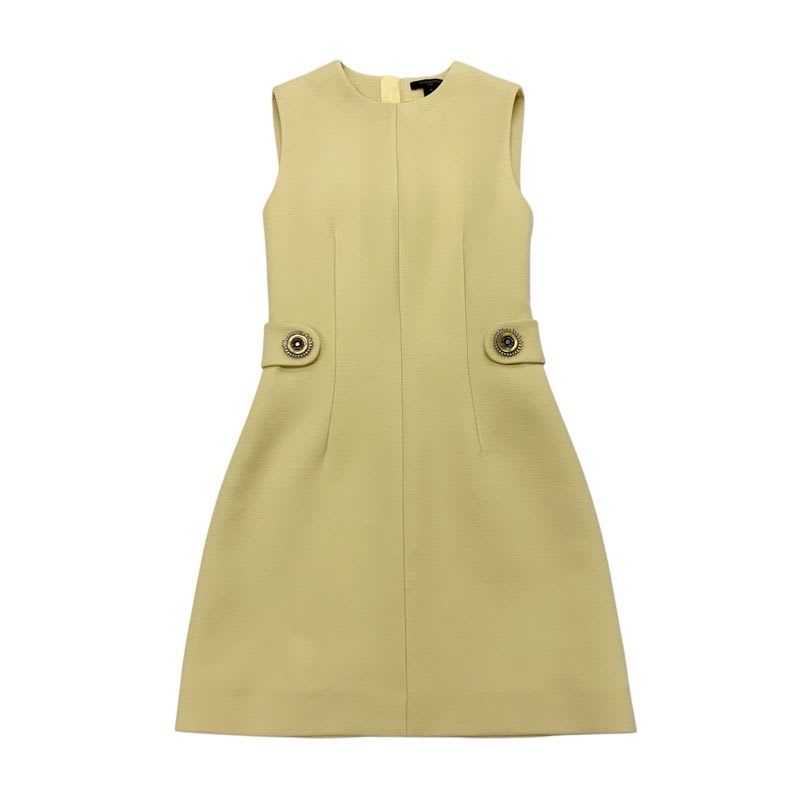 Louis Vuitton Dress Wool Yellow Gold Zip Up Sleeveless