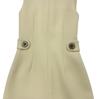 Louis Vuitton Dress Wool Yellow Gold Zip Up Sleeveless