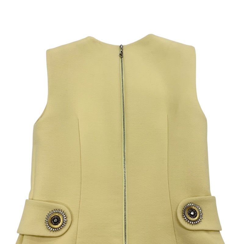 Louis Vuitton Dress Wool Yellow Gold Zip Up Sleeveless