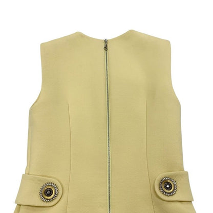Louis Vuitton Dress Wool Yellow Gold Zip Up Sleeveless
