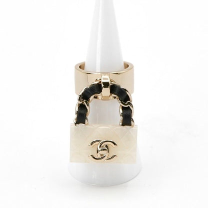 Chanel Ring Gold White Black Coco Mark Matelasse Bag Charm