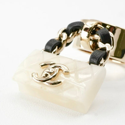Chanel Ring Gold White Black Coco Mark Matelasse Bag Charm