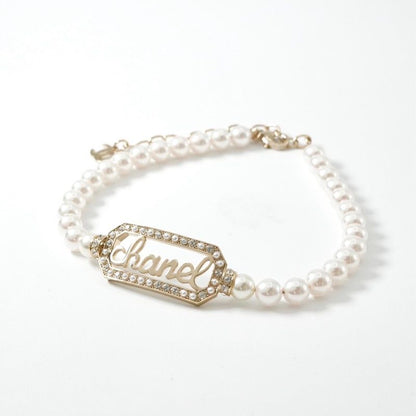 Chanel Necklace Pendant Choker Gold Logo Rhinestone