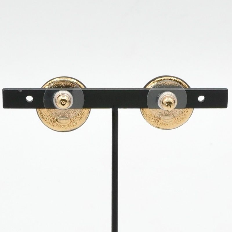 Chanel Earrings Earring Gold Black White Coco Mark Circle