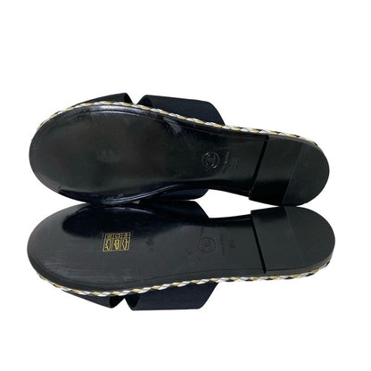 Chanel Sandals 39 C Women - G32825 Black Coco Cross Strap Flat Sandals