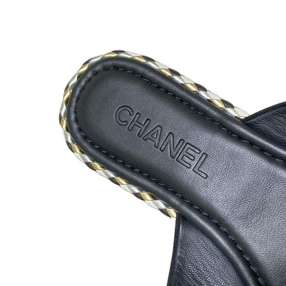 Chanel Sandals 39 C Women - G32825 Black Coco Cross Strap Flat Sandals