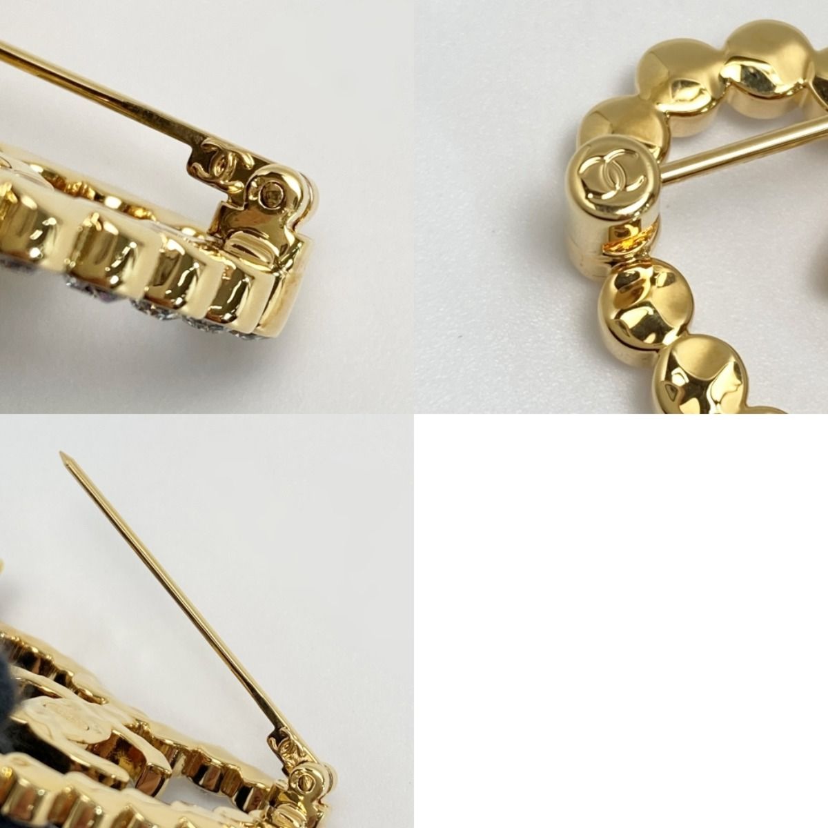 Chanel Cocomark Heart Brooch L23c Gold GP Rhinestone