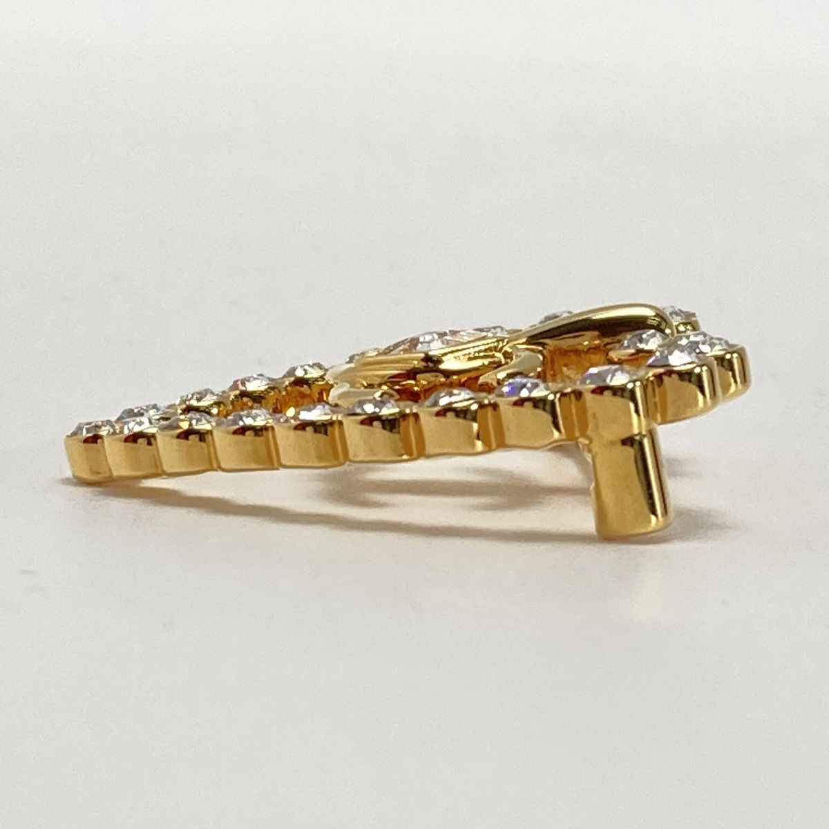 Chanel Cocomark Heart Brooch L23c Gold GP Rhinestone