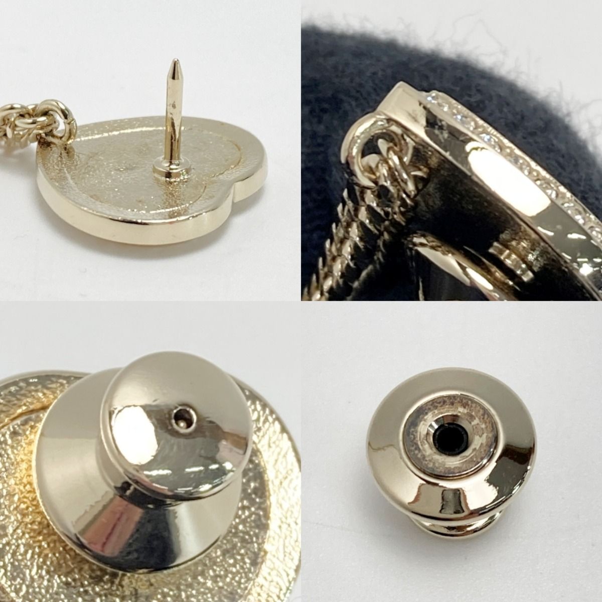 Chanel Cocomark Heart Chain Brooch Gold GP Rhinestone