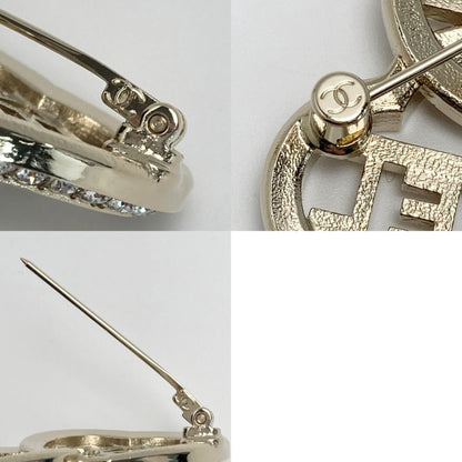 Chanel Cocomark Heart Chain Brooch Gold GP Rhinestone