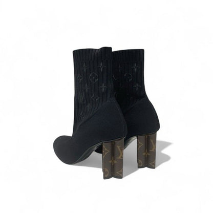 Louis Vuitton Silhouette Line Monogram Boots Short Shoes Fabric Leather