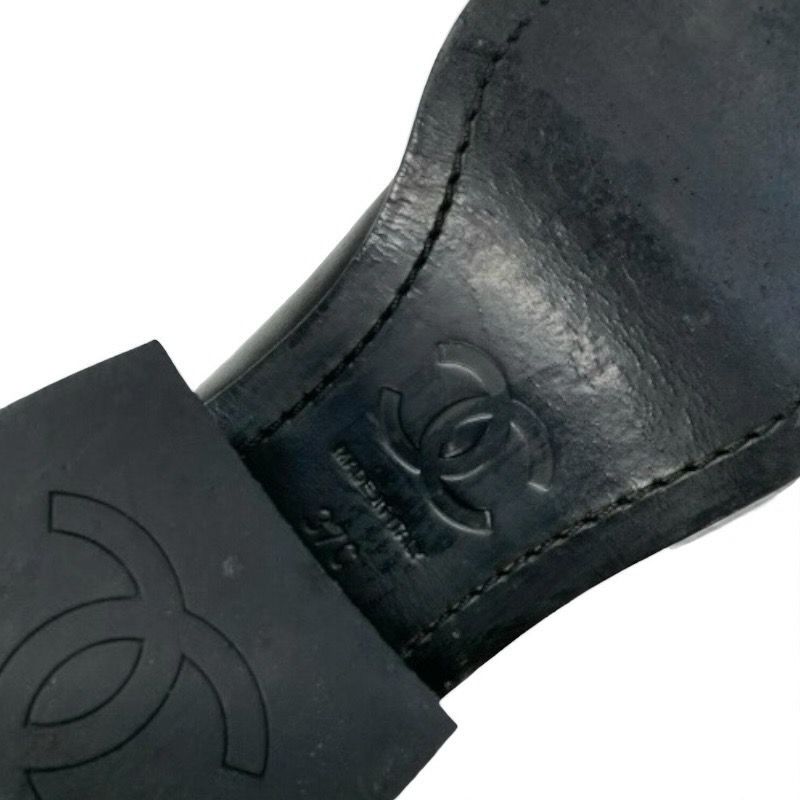 Chanel Boots Long Boots Shoes Calfskin Black Here Mark Middle Boots