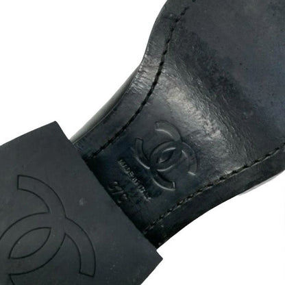 Chanel Boots Long Boots Shoes Calfskin Black Here Mark Middle Boots