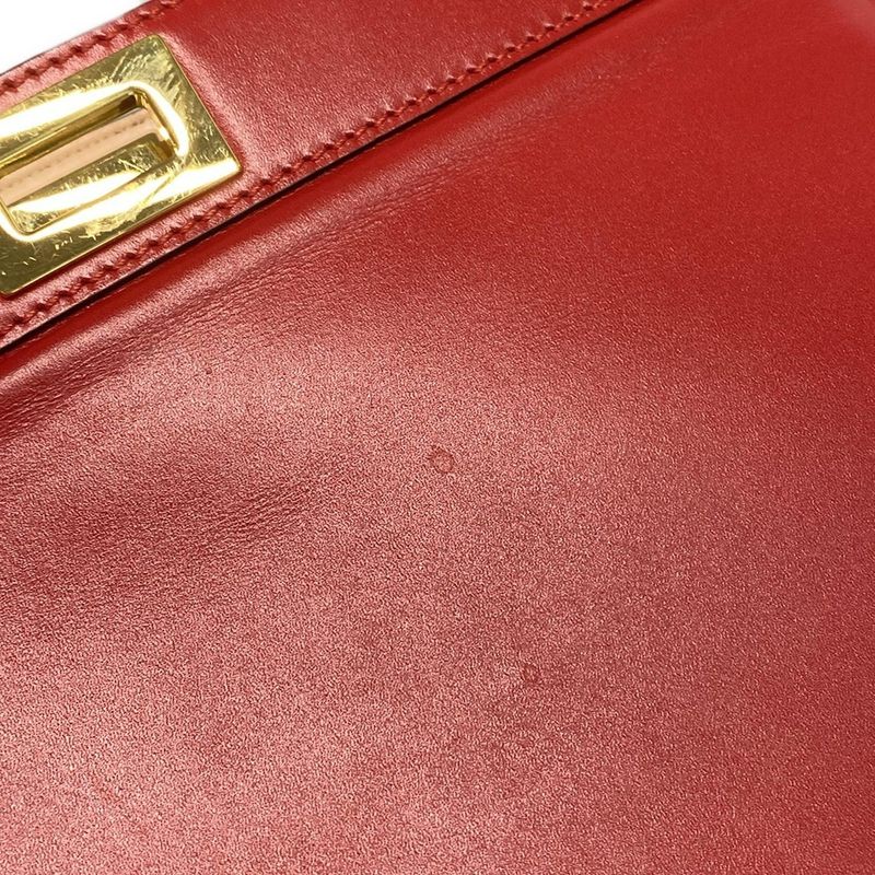Fendi Handbag Peekaboo Icy U East West 8bn323 Red Leather