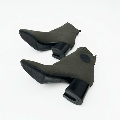 Hermes Volver Boots Short Shoes Fabric Khaki Knit Exlibris Sock