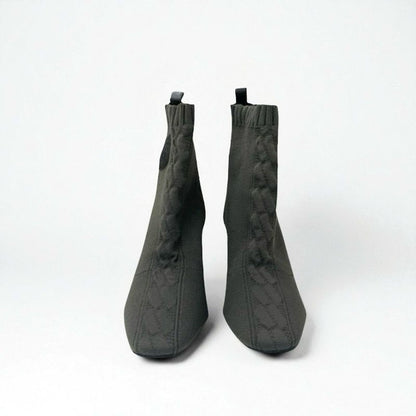 Hermes Volver Boots Short Shoes Fabric Khaki Knit Exlibris Sock