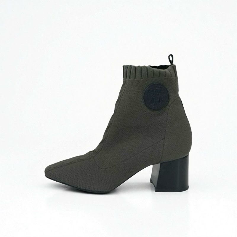Hermes Volver Boots Short Shoes Fabric Khaki Knit Exlibris Sock