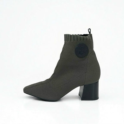 Hermes Volver Boots Short Shoes Fabric Khaki Knit Exlibris Sock