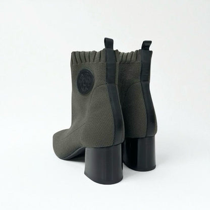 Hermes Volver Boots Short Shoes Fabric Khaki Knit Exlibris Sock