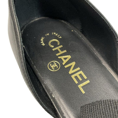 Chanel Shoes 37 C Women's Mary Jane G46753 Black Ribbon Outsole Reupholstered