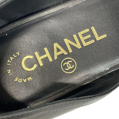 Chanel Shoes 37 C Women's Mary Jane G46753 Black Ribbon Outsole Reupholstered