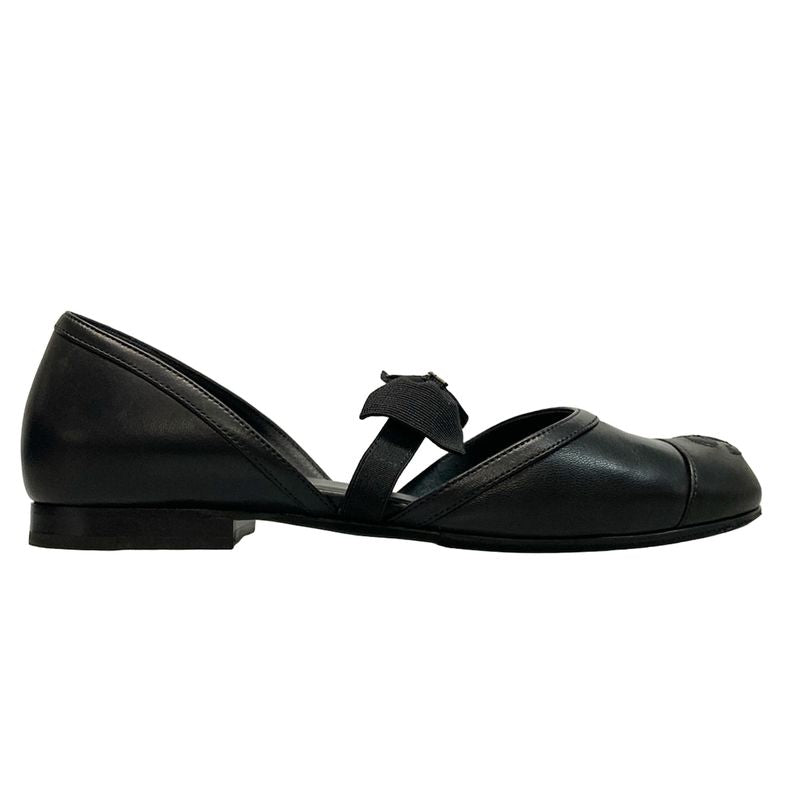 Chanel Shoes 37 C Women's Mary Jane G46753 Black Ribbon Outsole Reupholstered