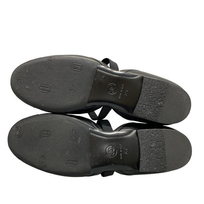 Chanel Shoes 37 C Women's Mary Jane G46753 Black Ribbon Outsole Reupholstered