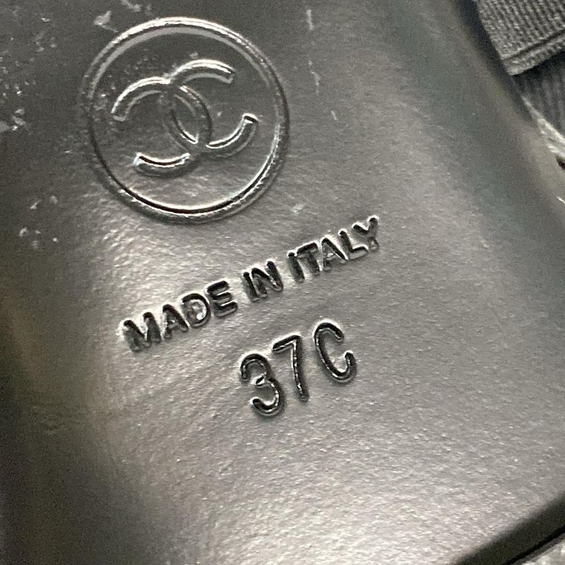 Chanel Shoes 37 C Women's Mary Jane G46753 Black Ribbon Outsole Reupholstered