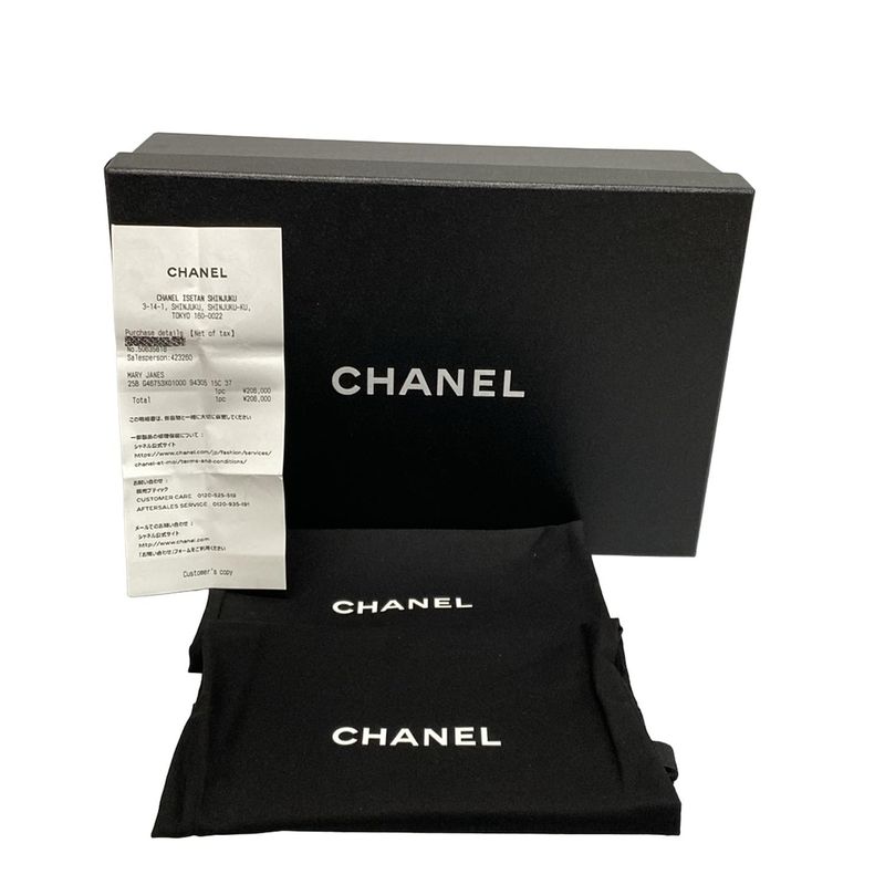 Chanel Shoes 37 C Women's Mary Jane G46753 Black Ribbon Outsole Reupholstered