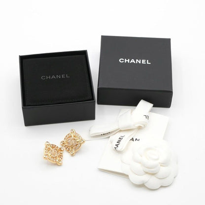 Chanel Earrings Earring Gold Coco Mark Rhinestone
