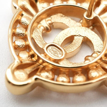 Chanel Earrings Earring Gold Coco Mark Rhinestone