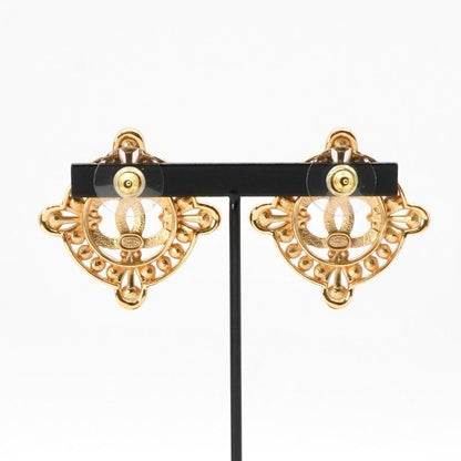 Chanel Earrings Earring Gold Coco Mark Rhinestone