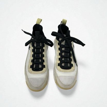 Chanel Sneakers Shoes Nylon Suede White Black Beige Matelasse Here Mark Logo