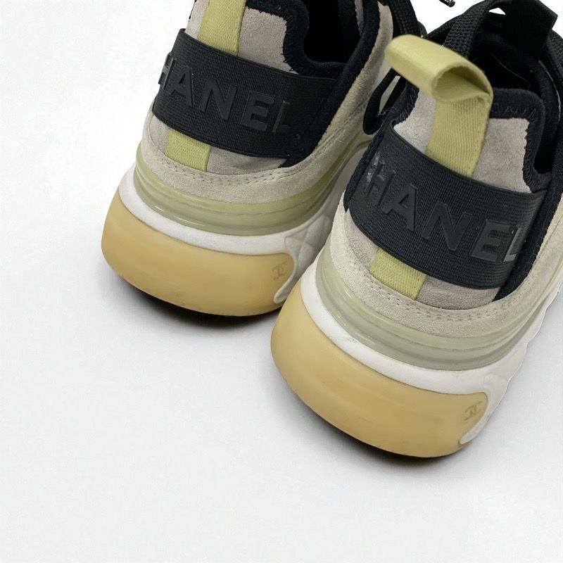 Chanel Sneakers Shoes Nylon Suede White Black Beige Matelasse Here Mark Logo