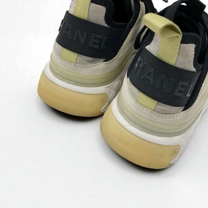 Chanel Sneakers Shoes Nylon Suede White Black Beige Matelasse Here Mark Logo