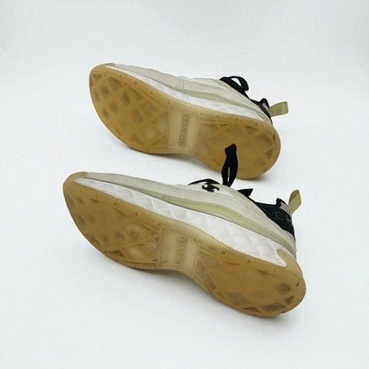 Chanel Sneakers Shoes Nylon Suede White Black Beige Matelasse Here Mark Logo