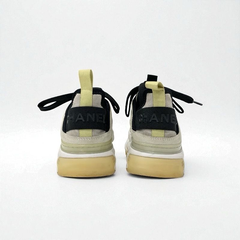 Chanel Sneakers Shoes Nylon Suede White Black Beige Matelasse Here Mark Logo