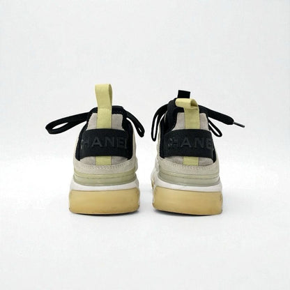 Chanel Sneakers Shoes Nylon Suede White Black Beige Matelasse Here Mark Logo
