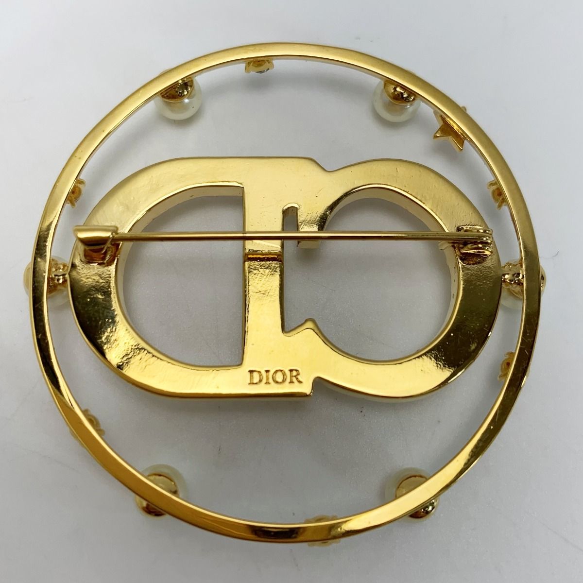 Christian Dior Brooch CD Logo Gold Plated
