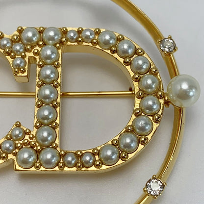 Christian Dior Brooch CD Logo Gold Plated