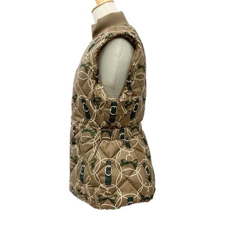 Hermes Outer Polyester Down Vest Promenade Du Matin Reversible Beige