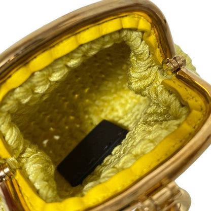 Fendi Coin Case - 8m0454 Yellow Clasp Crochet Cotton