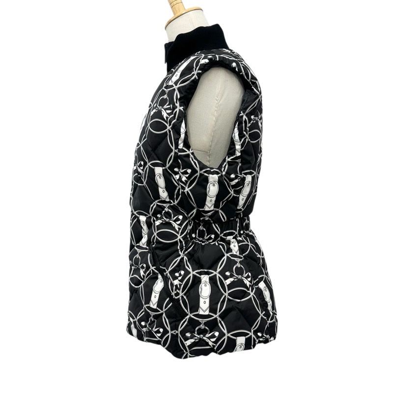Hermes Outer Polyester Down Vest Promenade Du Matin Reversible Black
