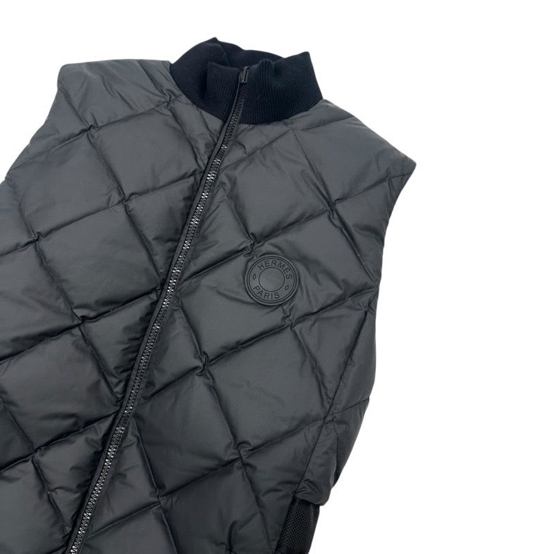 Hermes Outer Polyester Down Vest Promenade Du Matin Reversible Black