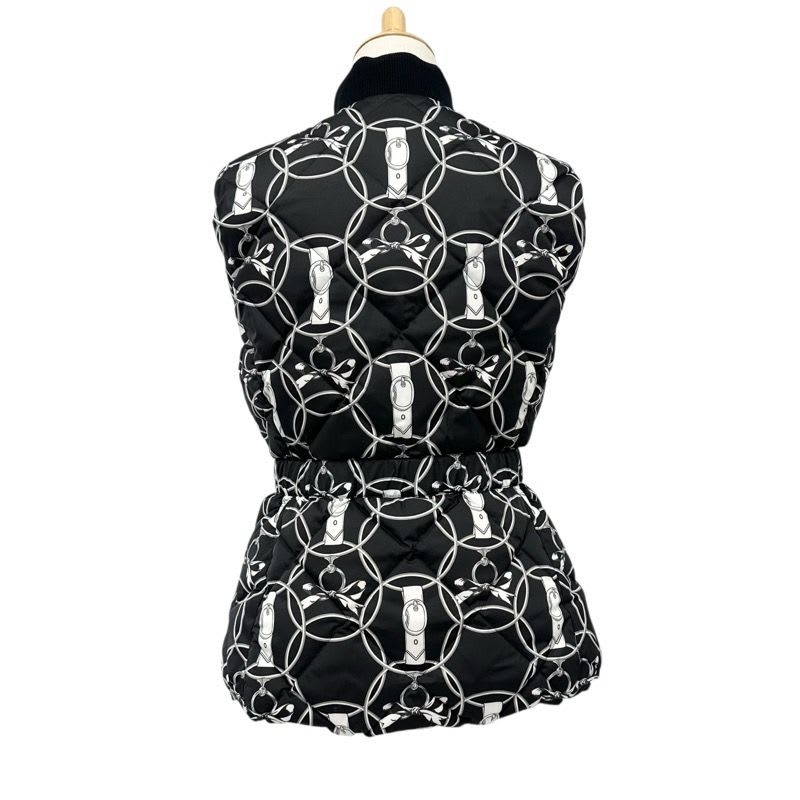 Hermes Outer Polyester Down Vest Promenade Du Matin Reversible Black