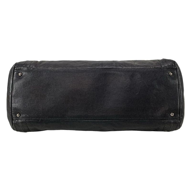 Chanel Luxury Line Tote Bag Black Chain Shoulder Silver Hardware